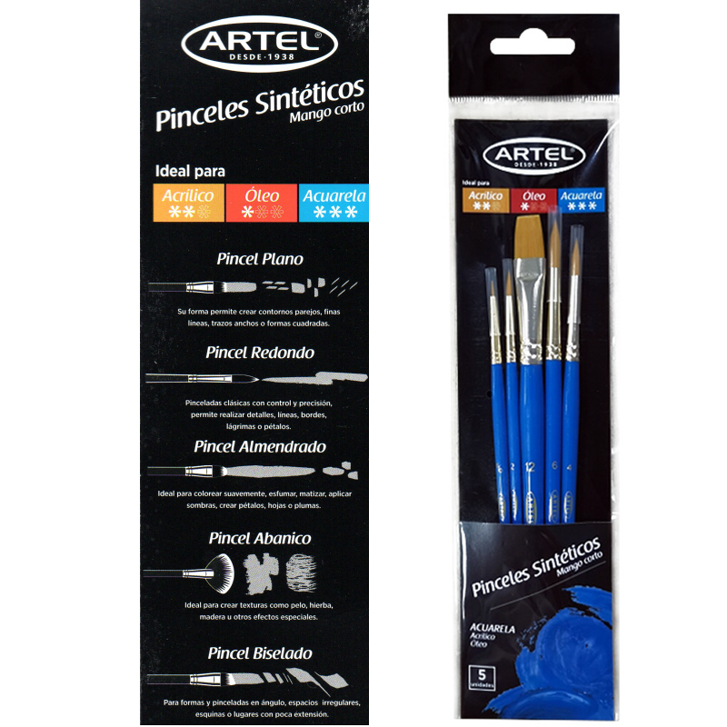 set-pinceles-sinteticos-mango-corto