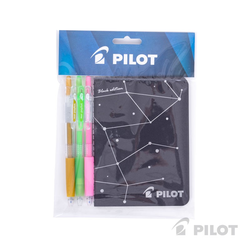 arte-y-manualidades-pilot-set-libreta-negra-poplol-mix